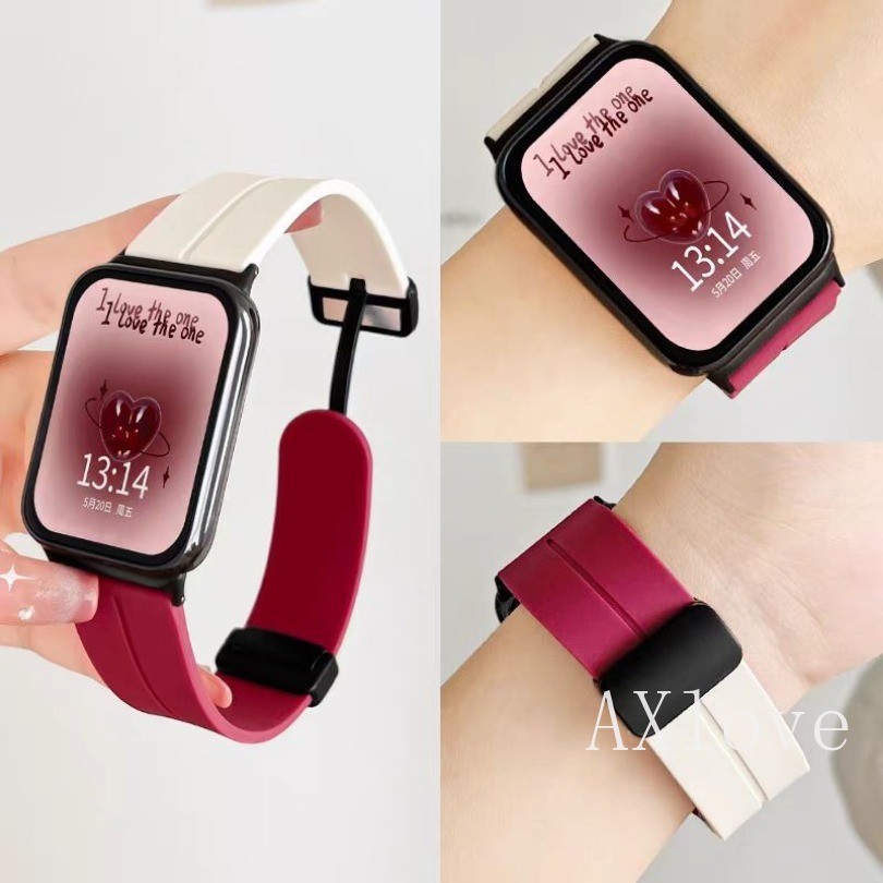 สายซิลิโคนสําหรับ Xiaomi Mi Band 9 Pro สายรัดข้อมือแม่เหล็กสําหรับ Xiaomi Mi Band 8 Pro Redmi นาฬิกา 4 สร้อยข้อมือ Watchband อุปกรณ์เสริม