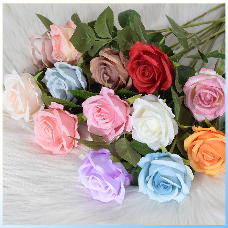 YTL ดอกกุหลาบประดิษฐ์ ดอกกุหลาบปลอม 5 สี ดอกไม้ประดิษฐ์ ดอกไม้ปลอม กุหลาบผ้าสักหลาด ตกแต่งบ้าน ตกแต่งห้อง