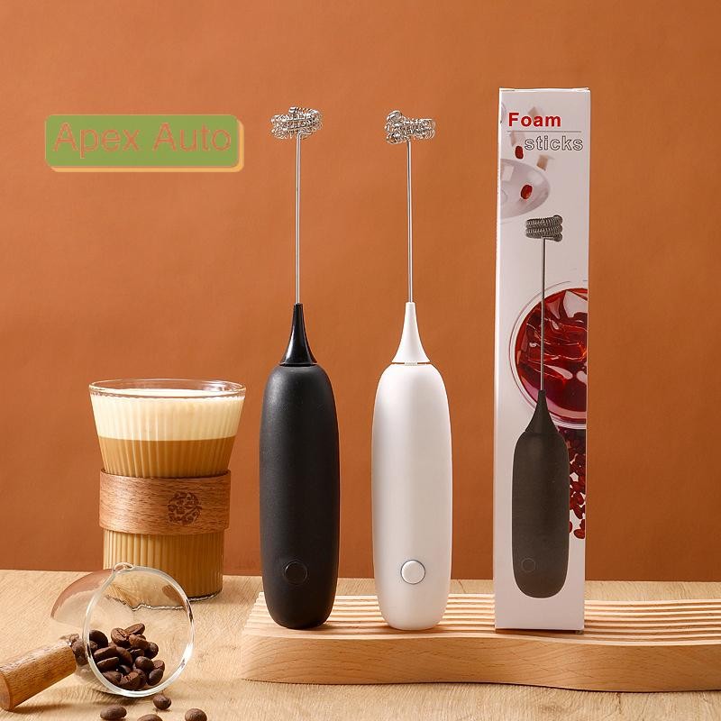 Apex Auto มินิไฟฟ้านม Foamer เครื่องปั่นไร้สายกาแฟ Whisk Mixer มือถือไข่ Beater Powered Cappuccino Frother Mixer มม.