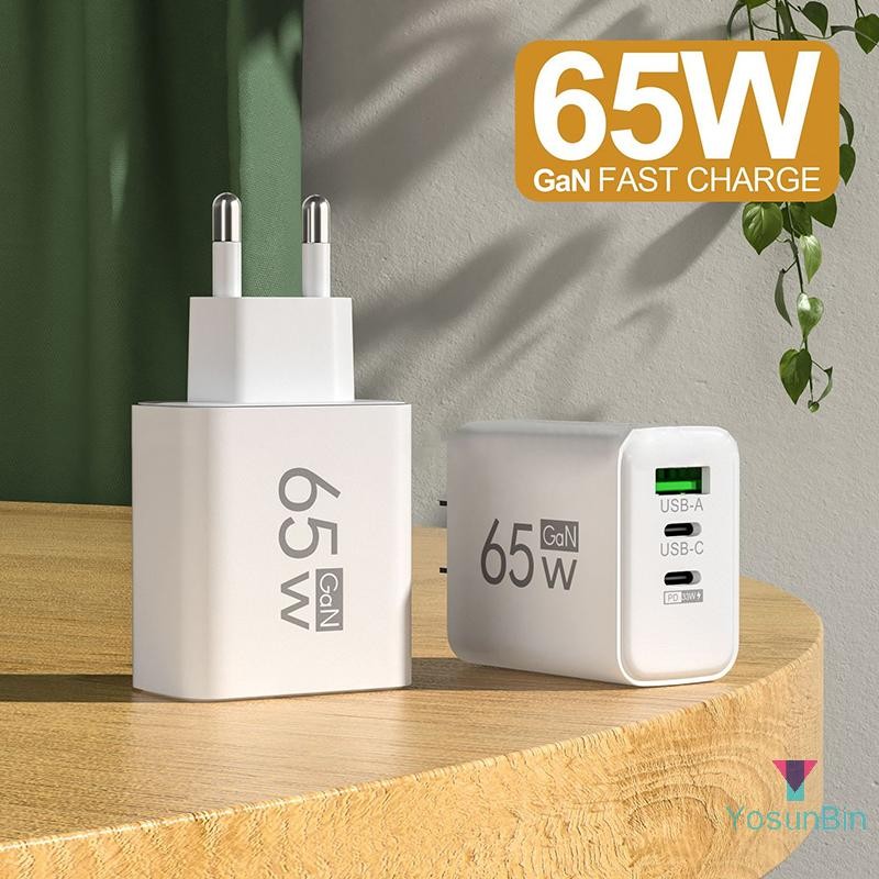 Yosunbin] 65W USB Type-C PD Fast ชาร์จชาร์จโทรศัพท์สําหรับ Iphone สําหรับ Samsung Xiaomi Huawei Universal แท็บเล็ต Pad Travel Power Adapter ใหม่
