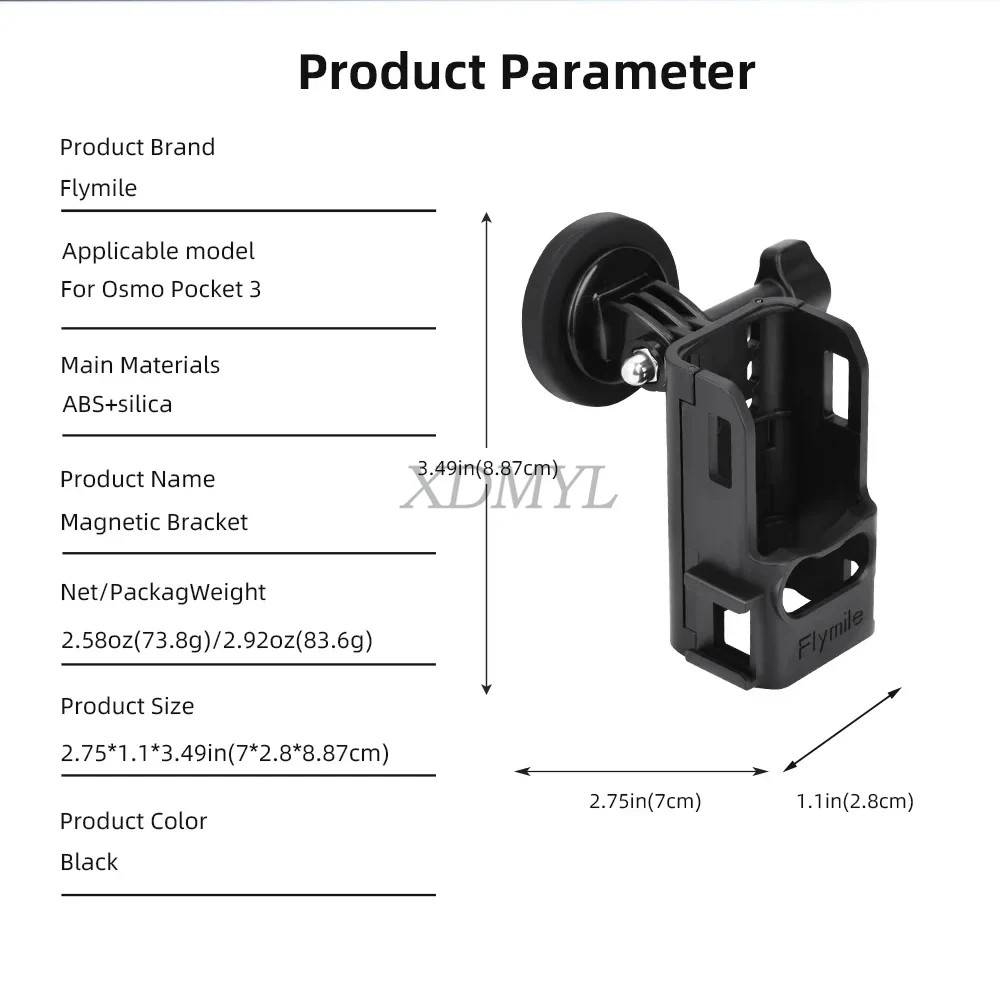 กรอบขยายสําหรับกระเป๋า 3 Magnetic Fix Mount ฐานคลิปอะแดปเตอร์อินเทอร์เฟซสําหรับ DJI Osmo Pocket 3 อุปกรณ์เสริมสําหรับกล้อง
