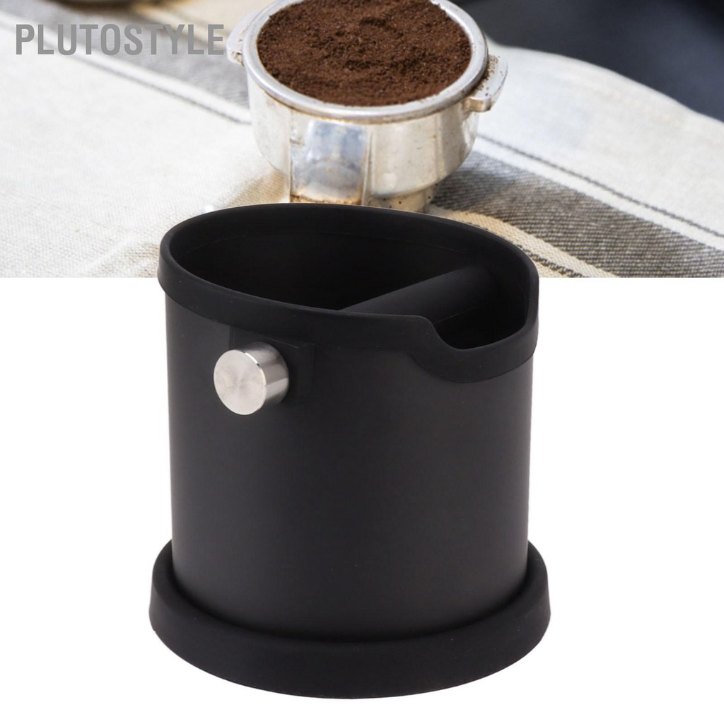 PLUTOSTYLE Semi Automatic Coffee Knock Box Stainless Steel Silicone Grounds Container Dump Bin