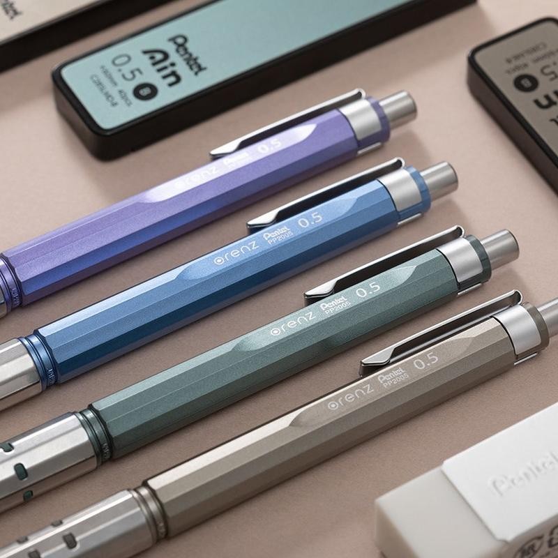 พร้อมสต็อก ญี่ปุ่น Pentel Orenz ที่อัตโนมัติ Core Outlet ที่ใส่ปากกาโลหะวาด Anti-breaking Core ดินสอ 0.5