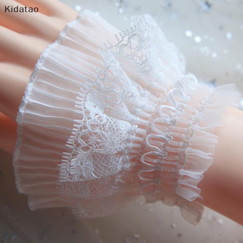 Kidatao 1 คู่เล็บภาพลูกไม้ตกแต่ง Cuff Double-Layer ตาข่ายฮอร์นแขนเล็บแสดงวางตัวแขน DIY Shoog พื้นหลัง Prop ใหม่