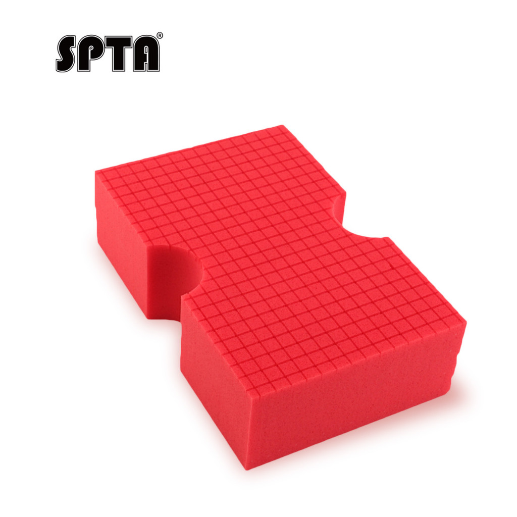 Spta 1PC สีแดงฟองน้ําล้างรถ Scratch-Free ฟองน้ําทําความสะอาดรถยนต์ทนทาน Cross Cut Grid ฟองน้ําสําหรับ Auto Multi ใช้ทําความสะอาดซักผ้า