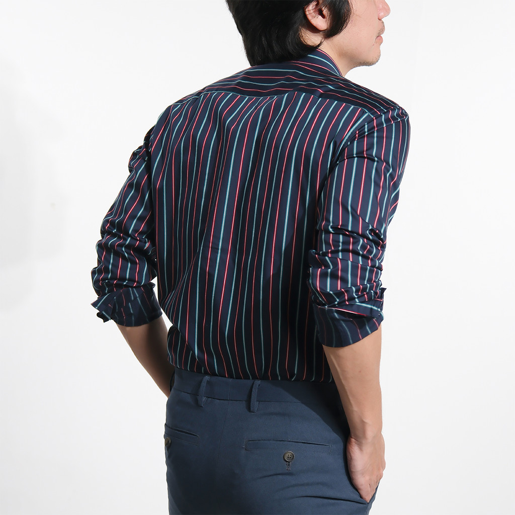 era-won Premium Quality เสื้อเชิ้ต คอปก Dress shirt Regular Shirt แขนยาว สี Disco Blue