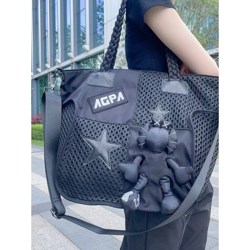 แฟชั่นตาข่าย Cowhide Tote Bag สุภาพสตรีความจุขนาดใหญ่ Commuter Messenger Bag