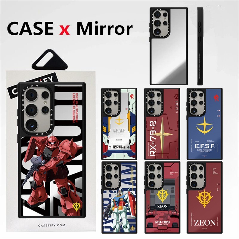 Casetifg Gundam Guard Collection กระจกเคสโทรศัพท์พร้อมกล่องสําหรับ Samsung Galaxy S25 S23 S24 Ultra S24U S23U กันกระแทกป้องกันด้านข้างตัวอักษรแกะสลักปลอกซิลิโคน PC คลุมทั้งหมด