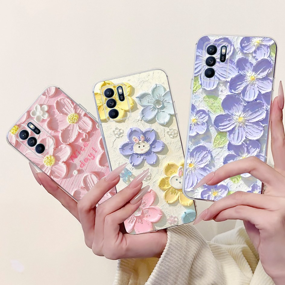สําหรับ OPPO Reno 6 5G CPH2251 กรณี Reno 6Z 5G CPH2237 ฝาครอบซิลิโคนแฟชั่นใหม่ดอกไม้ปลอกอ่อนสําหรับ OPPO Reno6 Z 5G กันชน