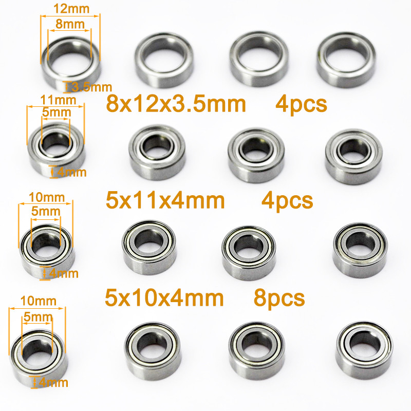 16 pcs Miniature Ball แบริ่งชุดปิดผนึก MR105 MR115 MR128 แบริ่งสําหรับ Tamiya TT02 TT-02 TT02D TT-02D 1/10 RC รถอัพเกรดอะไหล่อุปกรณ์เสริม
