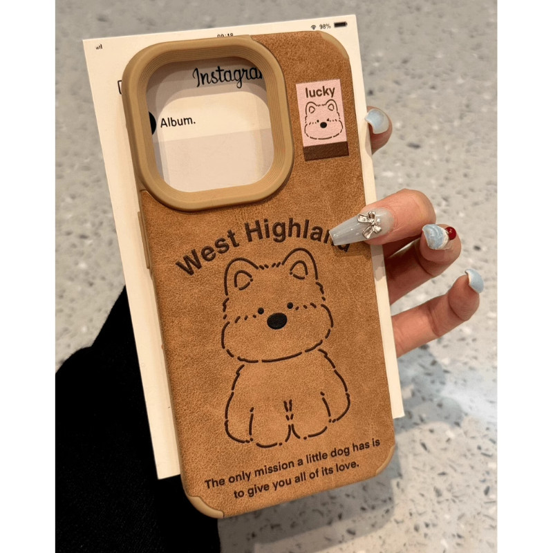 น่ารัก West Highland PuppyปลอกสําหรับVivo V40 Pro V30 Pro V29 V27 V25 Pro S20 Pro X200 Pro Mini X100 X90 X80 Pro iQOO 13 ฤดูหนาวหนังนิ่มเคสโทรศัพท์กันกระแทกหนังปกอ่อน