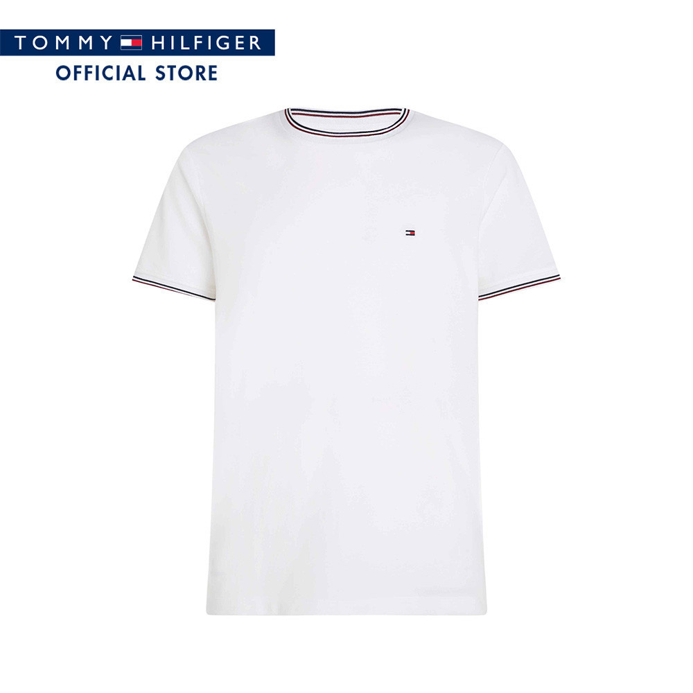 Tommy Hilfiger เสื้อยืด ผู้ชาย รุ่น MW0MW35680 YBR - สีขาว ทรง Regular Fit