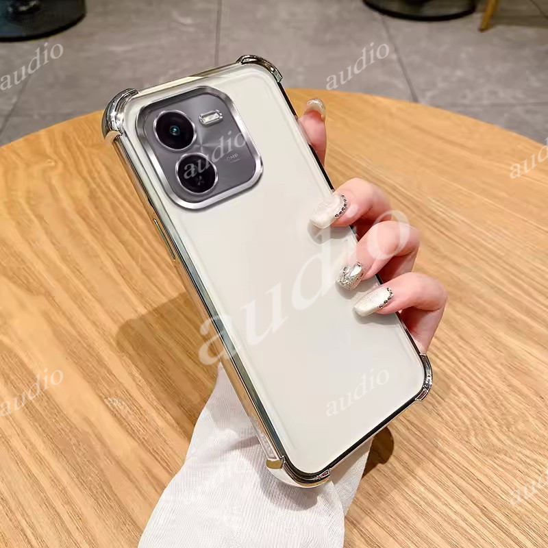 Iqoo z9x 5G สี่มุม AirBag ชุบ Anti Drop โปร่งใสเคสโทรศัพท์สําหรับ iqoo z9x z9 iqooz9x iQOOZ9 5G 2024