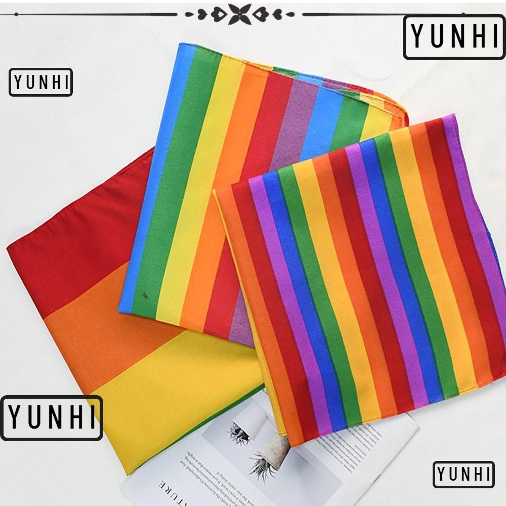 Yunhi Pocket Square Scarf, Pride Festival Rainbow Headband, Trendy Colourful Bandana Lesbian