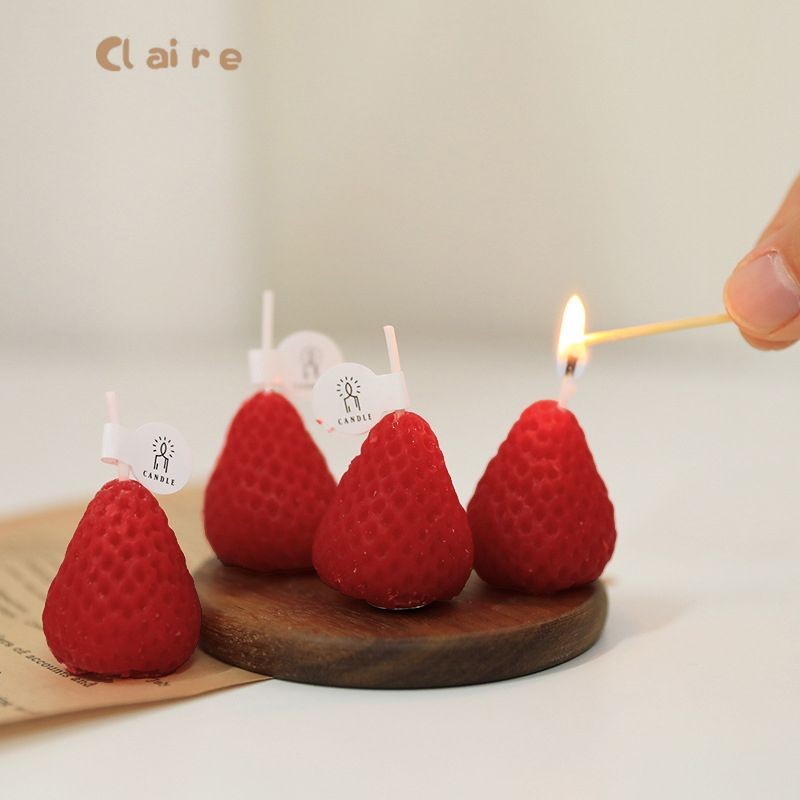 COD เทียนรูปสตอเบอรรี่ สตอเบอรี่ปลอม เทียนวันเกิด Claire