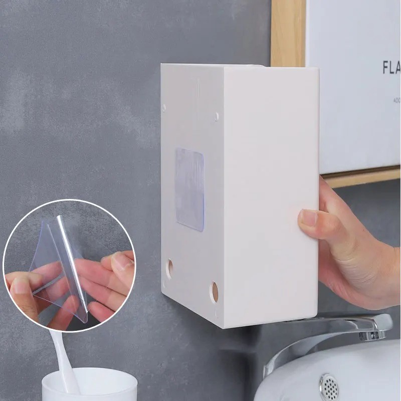 Tesco กล่องทิชชู่ติดผนัง กล่องทิชชู่ติห้องน้ำ กล่องทิชชู่ กล่องทิชชู่แบบมีกาว ไม่ต้องเจาะ กล่องอเนกประสงค์ - รูปที่ 5