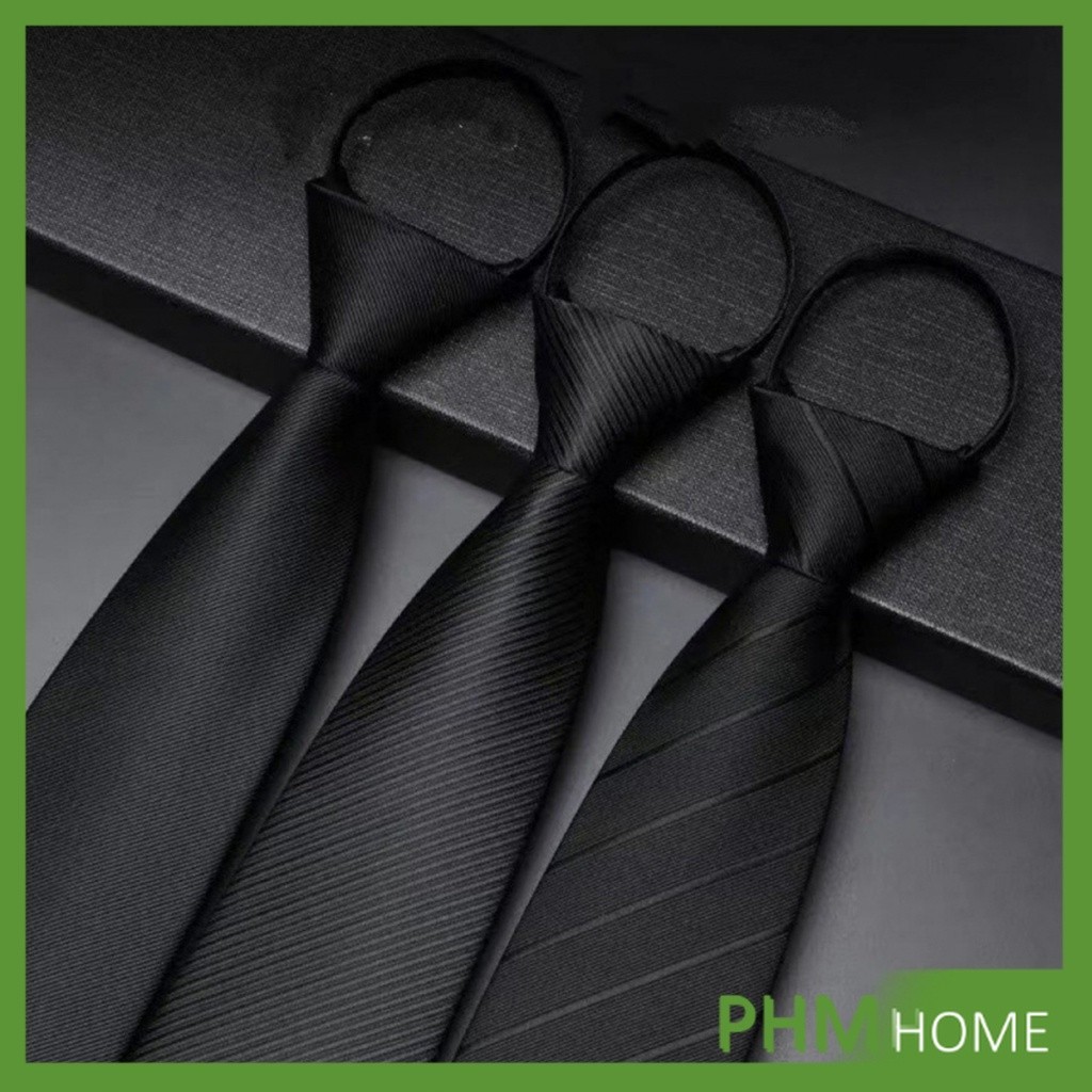เนคไทแฟชั่นผู้ชาย เนคไทนักธุรกิจ สีพื้น แบบซิป ไม่ต้องผูก  Men's tie
