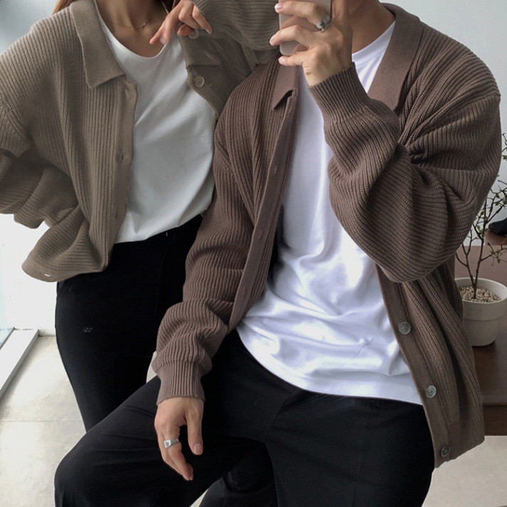 ใหม่ฤดูใบไม้ผลิคู่เวอร์ชั่นเกาหลีปกลายไมโครยืดหยุ่นไม่รีดผ้าหลวมถักเสื้อกันหนาว