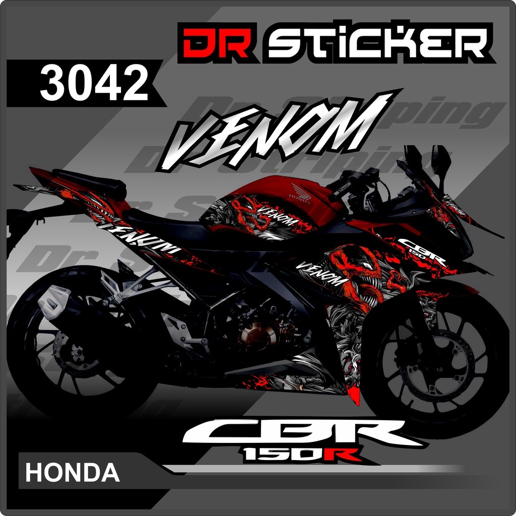 3042 Semi Full Striping Sticker CBR 150 R Facelift Venom 3D Design