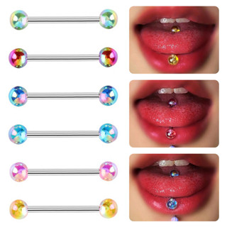 อะคริลิบอลยกน้ําหนักแหวนลิ้น หลากสี เจาะลิ้น14กรัมสแตนเลสกระ…
