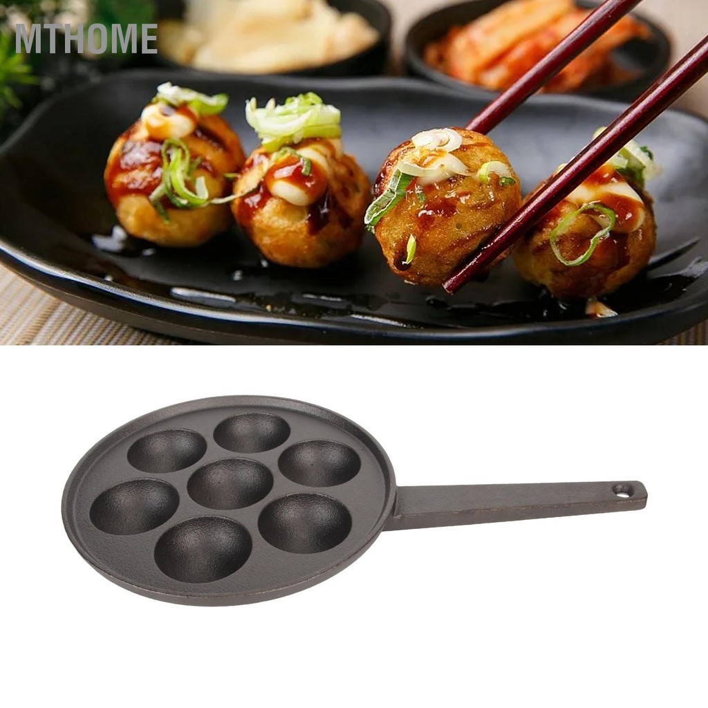 MTHome 7 Holes Nonstick Takoyaki Grill Pan Deepened Enlarged Cast Iron Maker for Restaurant Hotel Ho