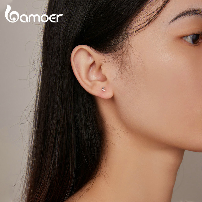 Bamoer حلق فضة 925 هلال صغير — صورة 5
