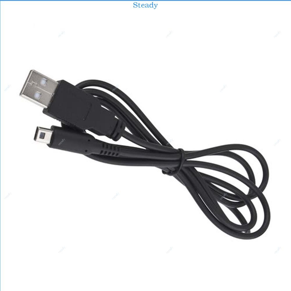 Steady สายชาร์จ USB Dta Tranmission สายไฟสําหรับ 3DS สําหรับ DSi สําหรับ NDSI XL สีดํา