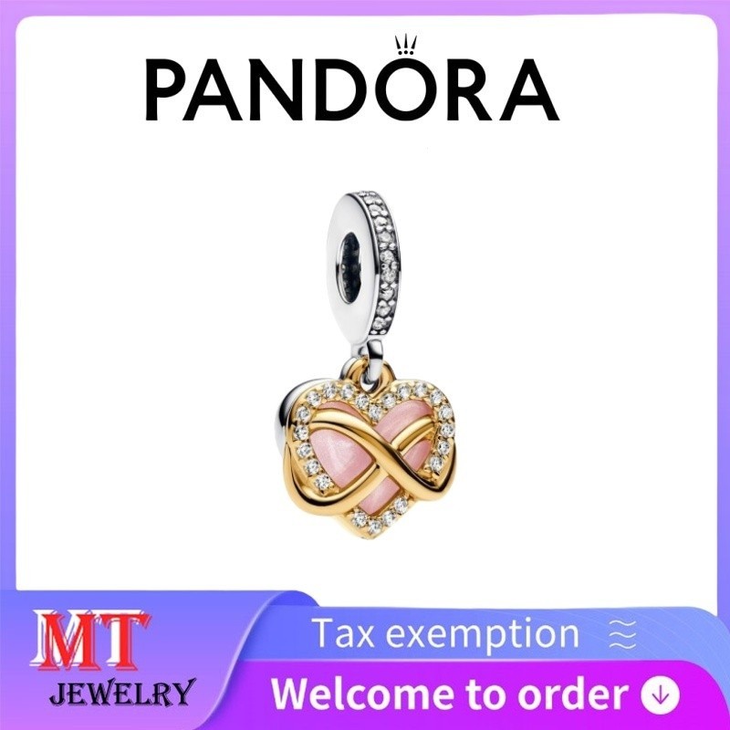 ขายร้อน100% S925เงินสเตอร์ลิงคู่สุภาพสตรี Pandora เครื่องประดับ DIY ประกาย Infinity Heart dangle Charm 768878c01
