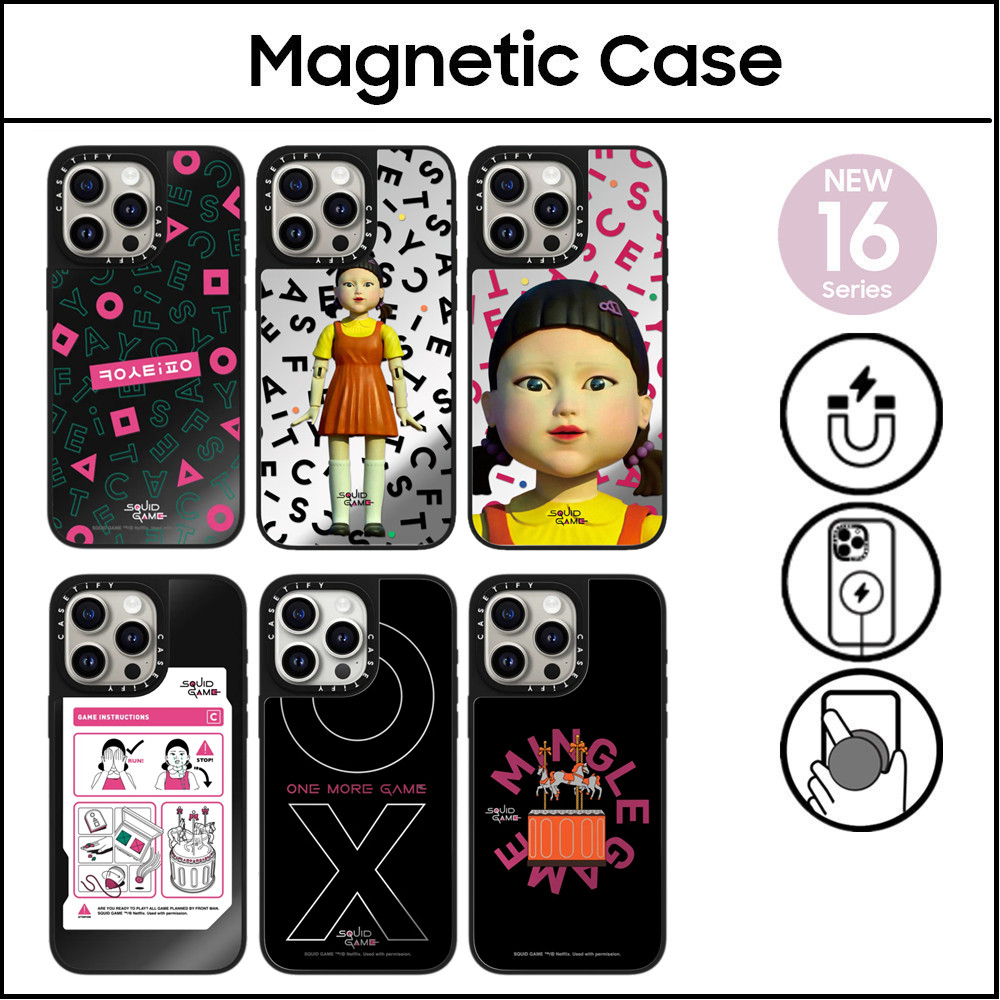 Caseti เกมปลาหมึก Squid Game 2024 XO สัญลักษณ์ Young-hee พลาสติกแข็งกระจกอะคริลิคสําหรับ iPhone 11 16 12 13 14 15 Plus Pro Max ปลอก