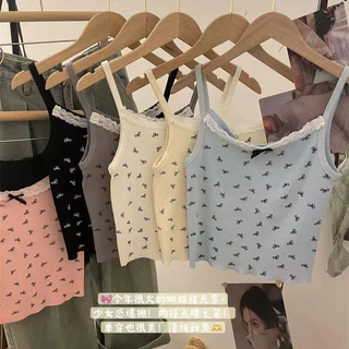 YY70 เสื้อสายเดี่ยว ดีเทลสายลูกไม้ยืดได้ เสื้อฟรีไซส์มีฟองน้ำในตัว