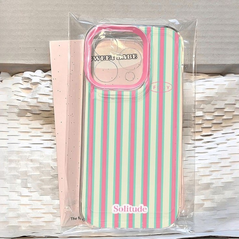 Simple ลายสําหรับ iPhone 16 15 14 13 12 11 Pro Max 16E XR X XS Max 7 8 Plus SE2 Mini Minimalist สีชมพูสีฟ้าลายใสกันกระแทกปกอ่อน