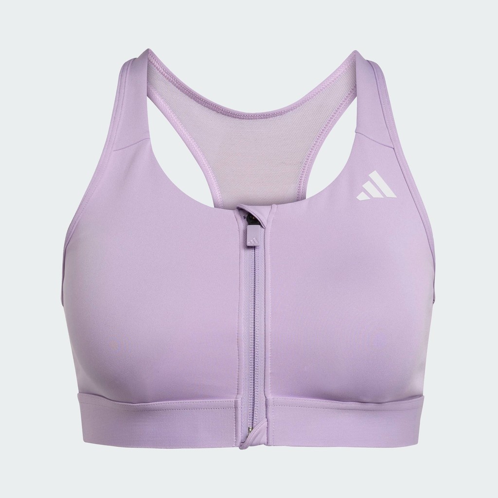 adidas Gym & Training สปอร์ตบราแต่งซิปซัพพอร์ตระดับปานกลาง Powerreact ผู้หญิง สีม่วง JW2696 - รูปที่ 3