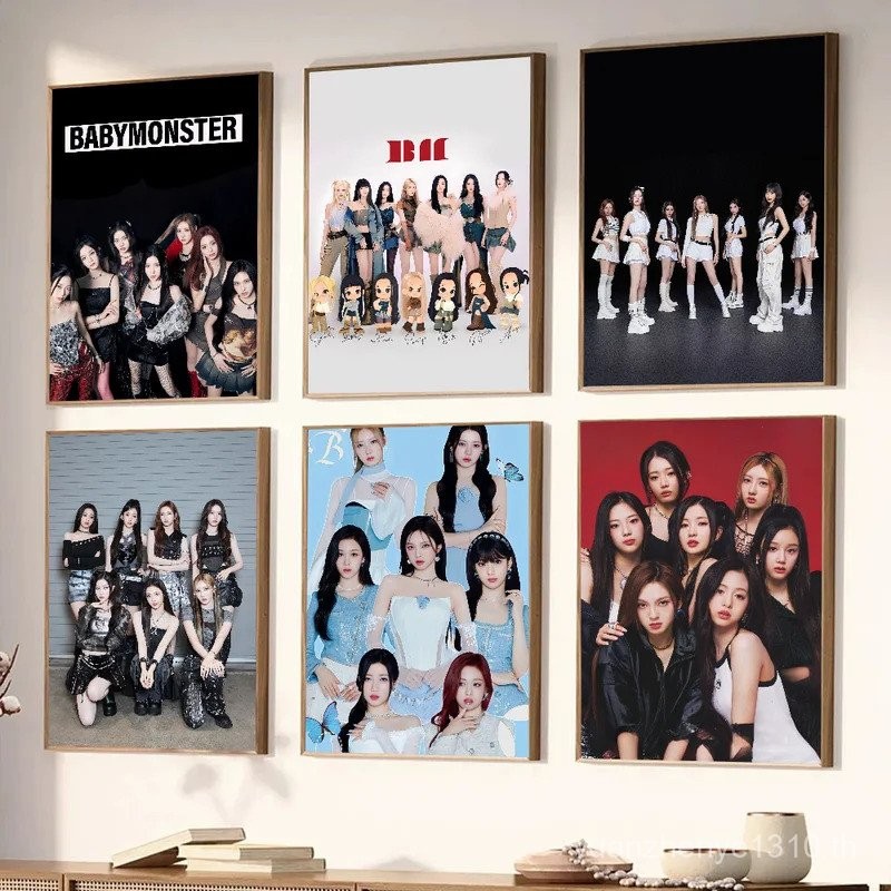 โปสเตอร์กลุ่มสาวเกาหลี B-BABYMONSTER โปสเตอร์ศิลปะพิมพ์สำหรับตกแต่งบาร์และห้องนั่งเล่น