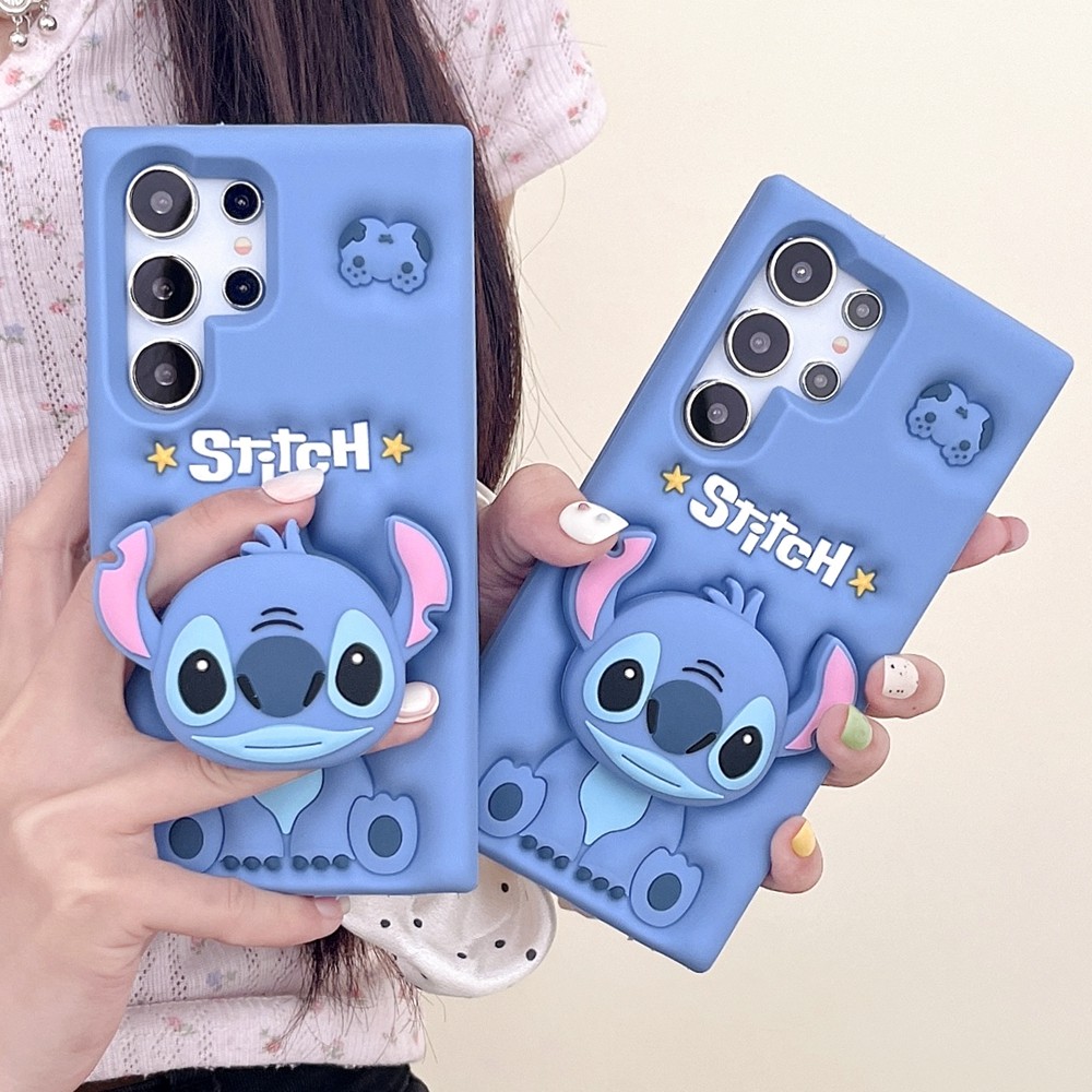 SAMSUNG สําหรับSamsung S25Ultra S23 FE S24 Ultra S22Ultra S23Ultra A55 5G 3Dการ์ตูนStitch Grip Tokยื