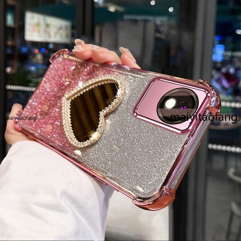 เคสสําหรับ vivo Y02 Y02A Y02T เคสโทรศัพท์กันกระแทก 3D Love กระจกแต่งหน้าเคสนิ่ม