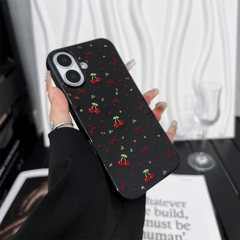 สำหรับ iPhone 16 Pro Max เคส ไอโฟน สีดำมันTPUซอฟท์เคส กันกระแทกกล้องป้องกัน โบว์ดอกไม้ เข้ากันได้กับ 14 13 12 Pro 11... - รูปที่ 2