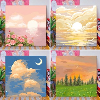 🎨[มีเฟรม] ภาพระบายสีตามตัวเลข 20X20ซม ขึงเฟรมไม้พร้อมอุปกรณ์…