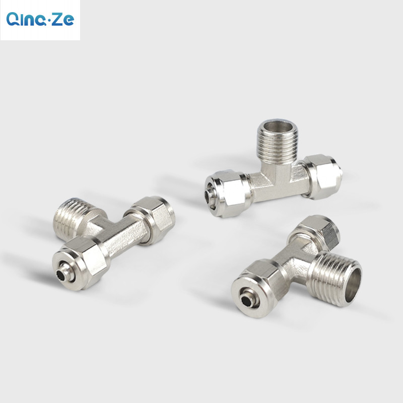 อุปกรณ์ลมนิวเมติก ข้อต่อเกลียวเกลียวชายชุบนิกเกิลทองแดง อะแดปเตอร์ท่อคู่ ข้อต่ออย่างรวดเร็ว