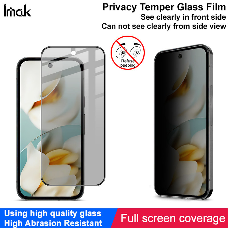 Imak Privacy Glass สําหรับ Google Pixel 9A Anti Peeping กระจกนิรภัยสําหรับ Anti Spy คลุมทั้งหมดฟิล์ม
