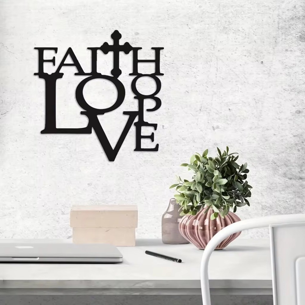 CHENIL Modern Home Wall Decor - Faith Love Hope แผ่นโลหะ เหมาะสําหรับของขวัญพิธีขึ้นบ้านใหม่