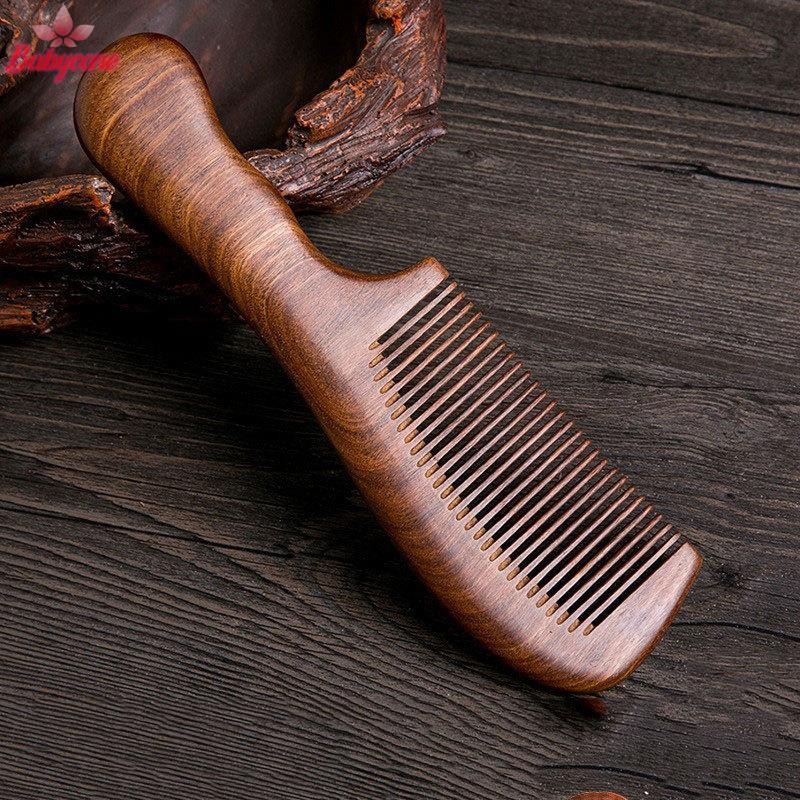 BYCE> ไม้จันทน์ธรรมชาติหวีผม Anti-Static หวีไม้นวดยาวกว้างฟัน Detanglere ไม้จันทน์หวี Hair Care ของขวัญในครัวเรือนใหม่