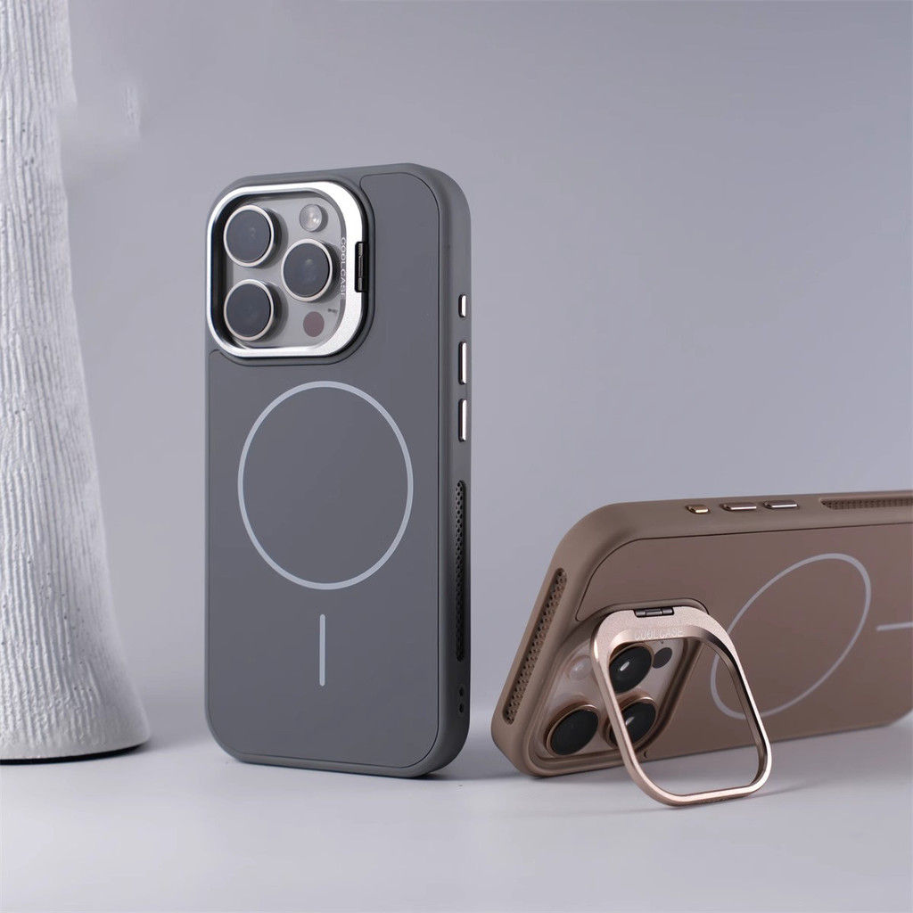 ไทเทเนียมสีเทาหรูหราซิลิโคนอินทรีย์เลนส์ผู้ถือ Anti-drop กรณีแม่เหล็กสําหรับ iPhone 11 12 13 14 15 16 Pro Max16 Plus กันกระแทกคลุมทั้งหมด