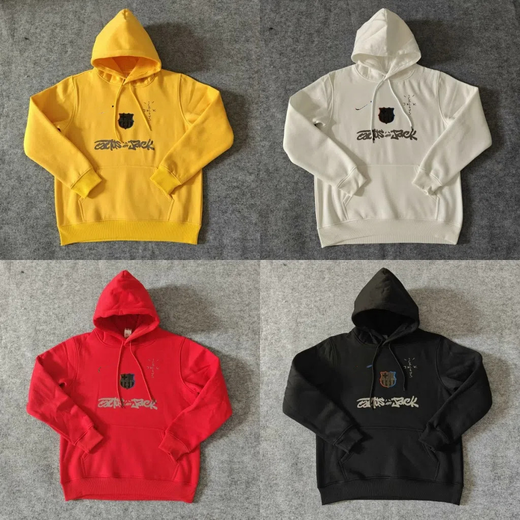 24-25 Cactus Jack X Barcelona Travis Scott เสื้อฮู้ดแบรนด์ร่วม