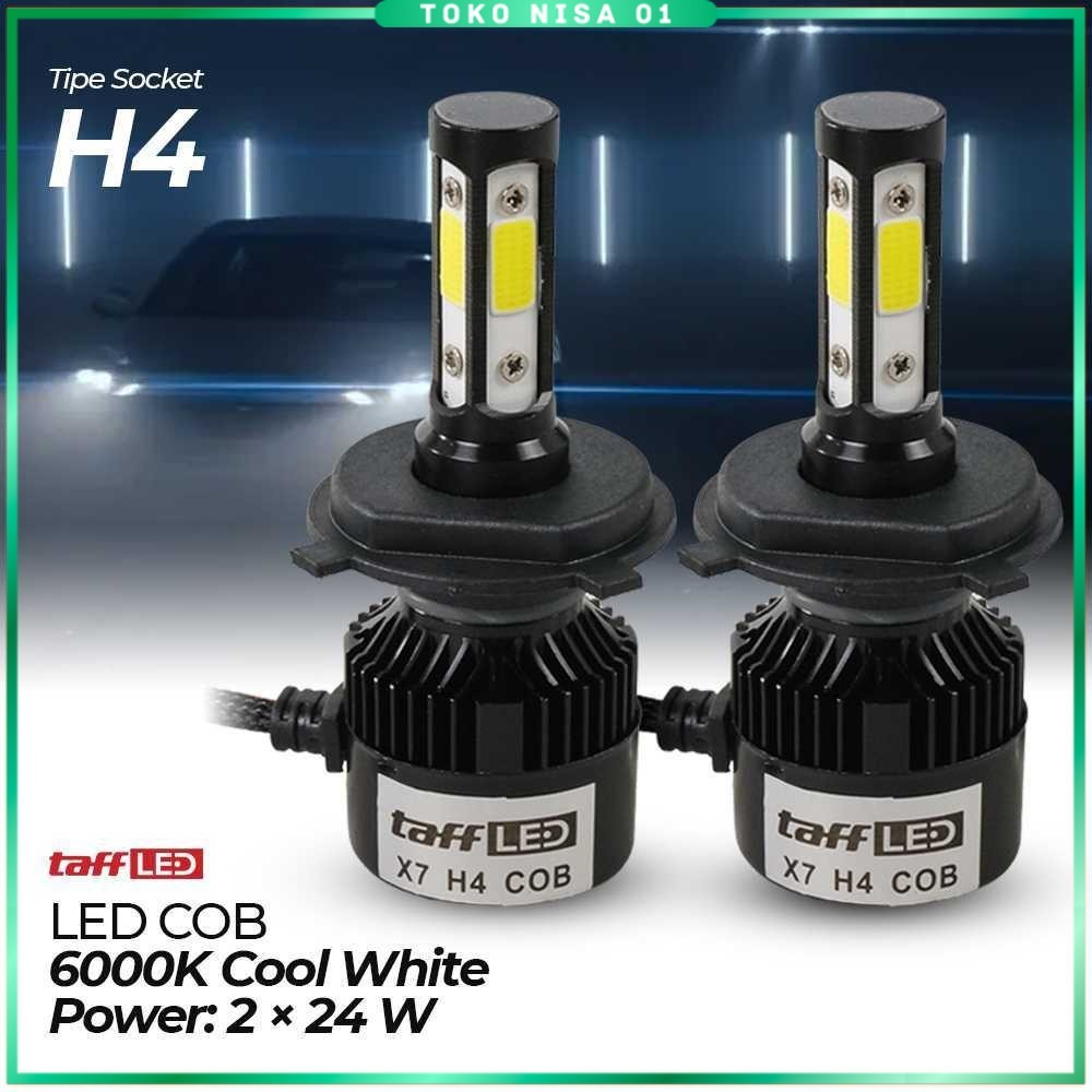 TaffLED X7 ไฟหน้ารถ LED COB ไฟหน้า H4 Cool White 2 ชิ้น - 75818-4CN