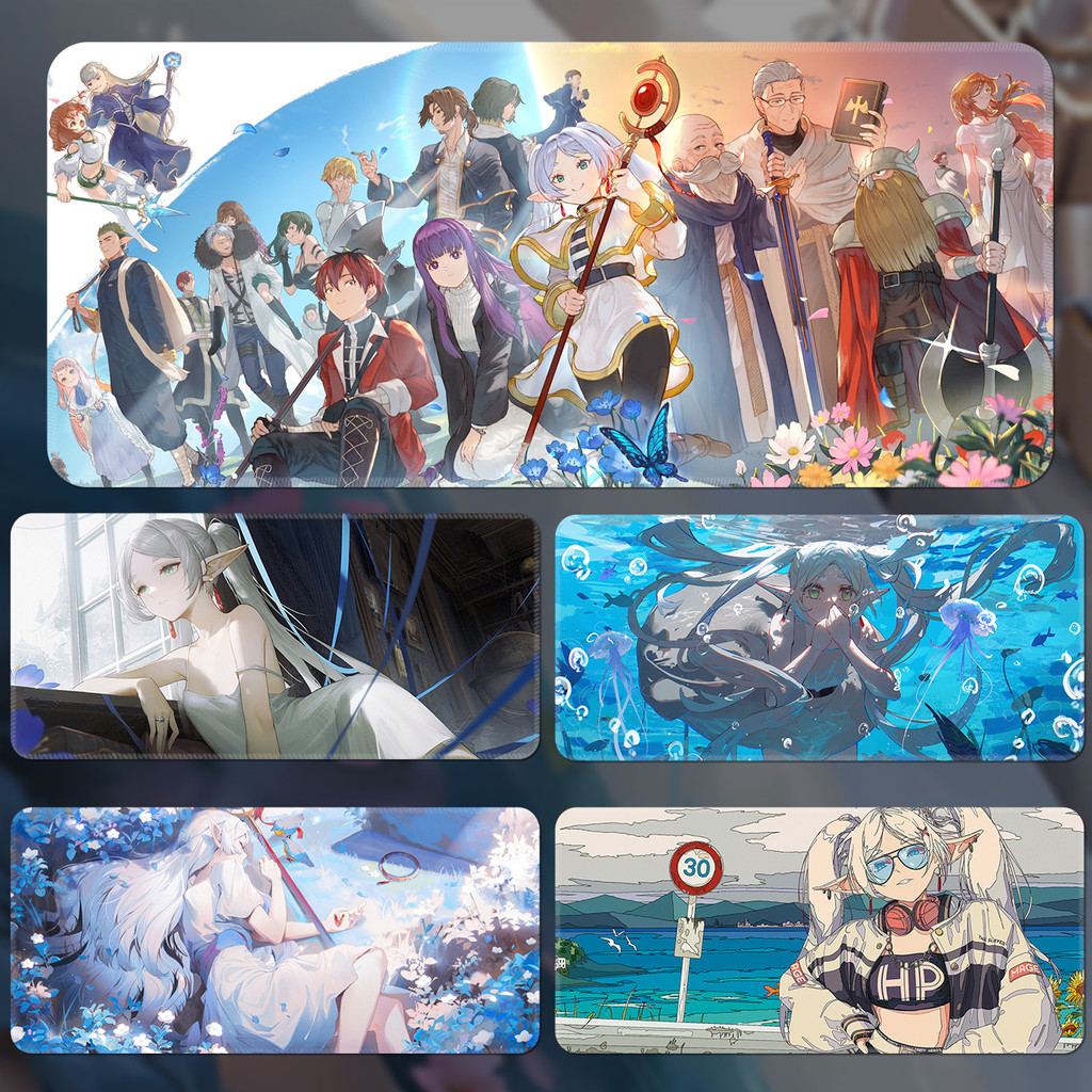 แผ่นรองเมาส์คอมพิวเตอร์ XXL Frieren Beyond Journeys End Deskpad Professional E-sports Game Keyboard Pads Custom Anime แผ่นรองเม้าส์
