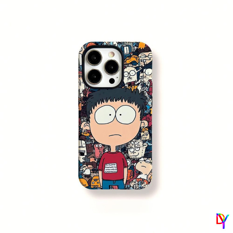 Big-headed Boy iphone 16/17promax เคสโทรศัพท์ Iphone15/16Pro ฟิล์ม 2-in-1 14/13Promax 12/11promax 7/8Plus Xsmax เคสป้องกันการตกสองชั้น