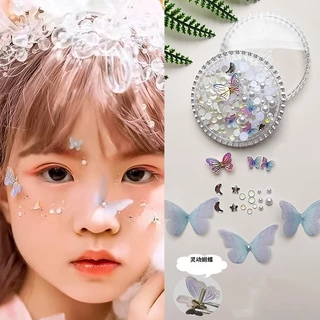 ฟรีกาว🌸 เจ้าสาว ดอกไม้ติดหน้า ผีเสื้อติดหน้า โบว์ติดหน้า หัวใจติดหน้า ตกแต่งใบหน้า,แต่งหน้าปาร์ตี้,กลิตเตอร์