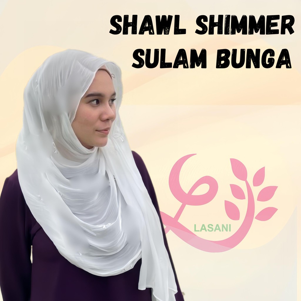 LASANI SHAWL SHIMMER FLOWER HIJAB ผ้าคลุมไหล่ 183x65