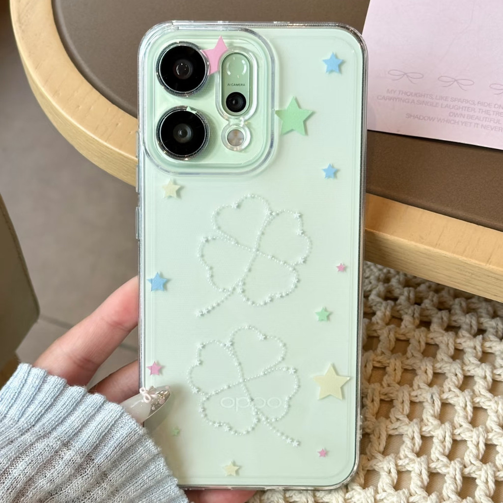 Little Star Four-leaf Clover เหมาะสําหรับ Apple 16/15/14/13p เคสโทรศัพท์ 12/11 Creative XS/XR Soft Case 7/8p เคสโทรศัพท์โปร่งใส