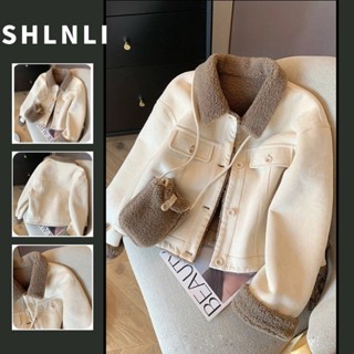 เวอร์ชั่นเกาหลีของ เนื้อแกะ หรูหรา เสื้อแจ็คเก็ตลําลองแบบเรี…